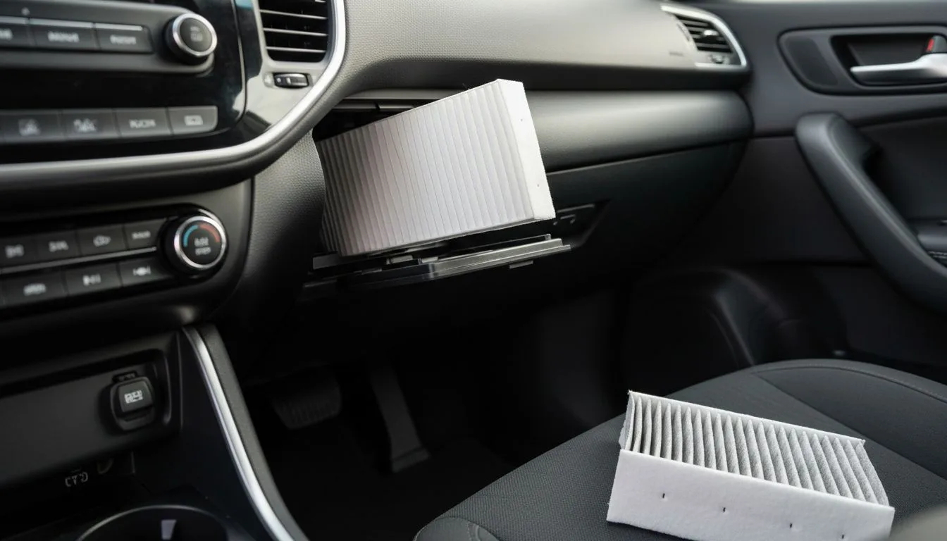 HEPA cabin filter upgrade blocking wildfire smoke and pollen in a car HVAC housing